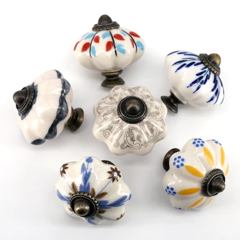 

6PCS Cute Pumpkins Knobs Handles Ceramic Door Handles Europe Cabinets Cupboard Drawer pulls