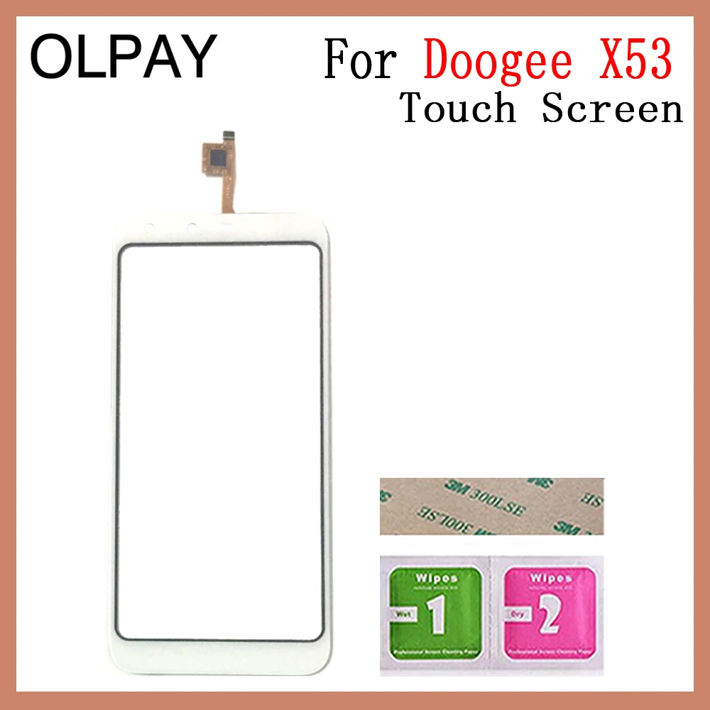 OLPAY 5,3 ''мобильный телефон для Doogee X53 сенсорный экран стекло дигитайзер панель объектив сенсор стекло Бесплатный клей и салфетки - Цвет: White No Tools