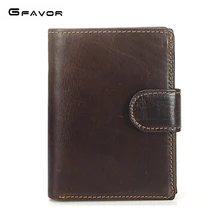 

G-FAVOR Genuine Leather Men Wallets Luxury Brand Retro Hasp Short Purse Men with Coin Pocket Large Card Holders Clutch Wallet