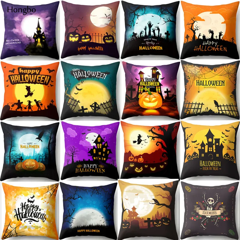 

Hongbo Halloween Peach Skin Pillow Cover Pumpkin Pillowcase Sofa Cushion Cover Decorative Throw Pillowcase Car Seat Pillow Cover