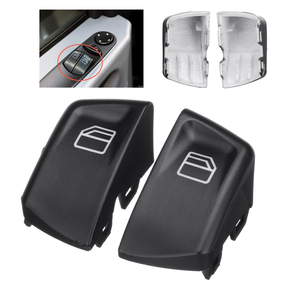 

Black Plastic Autoleader WINDOW CONSOLE CONTROL POWER SWITCH Push BUTTONS L+R 2X FOR MERCEDES VITO SPRINTER