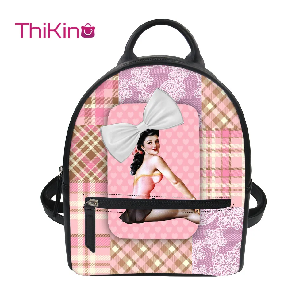 

Thikin 2019 New 3D Printing Ballet Backpack for Women Girls PU Mini Cute Leather Schoolbag Student Preppy Style Bag