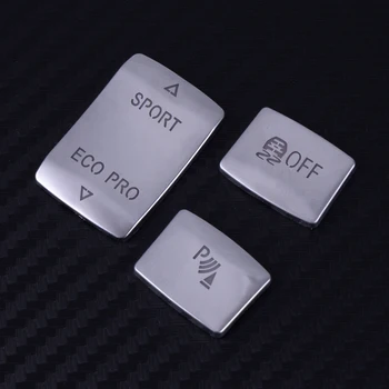 

DWCX 3pcs/set Car ABS Chrome Center Gear Shift Position Panel Switch Button Cover Trim fit for BMW 1 2 3 Series