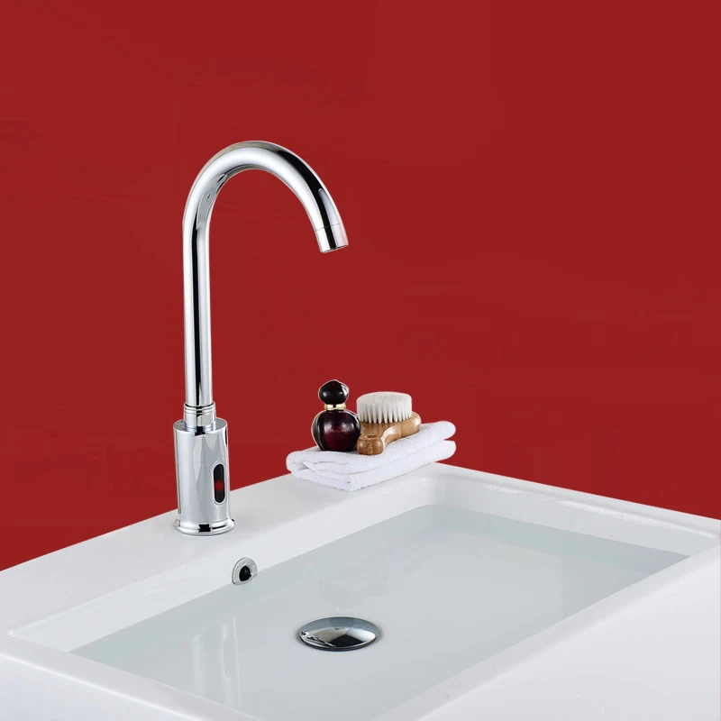 Bathroom Basin Sink Faucet Automatic Sensor Water Saving Tap Single Cold Water Tap Touch-Free Infrared Basin Tap Deck Mounted