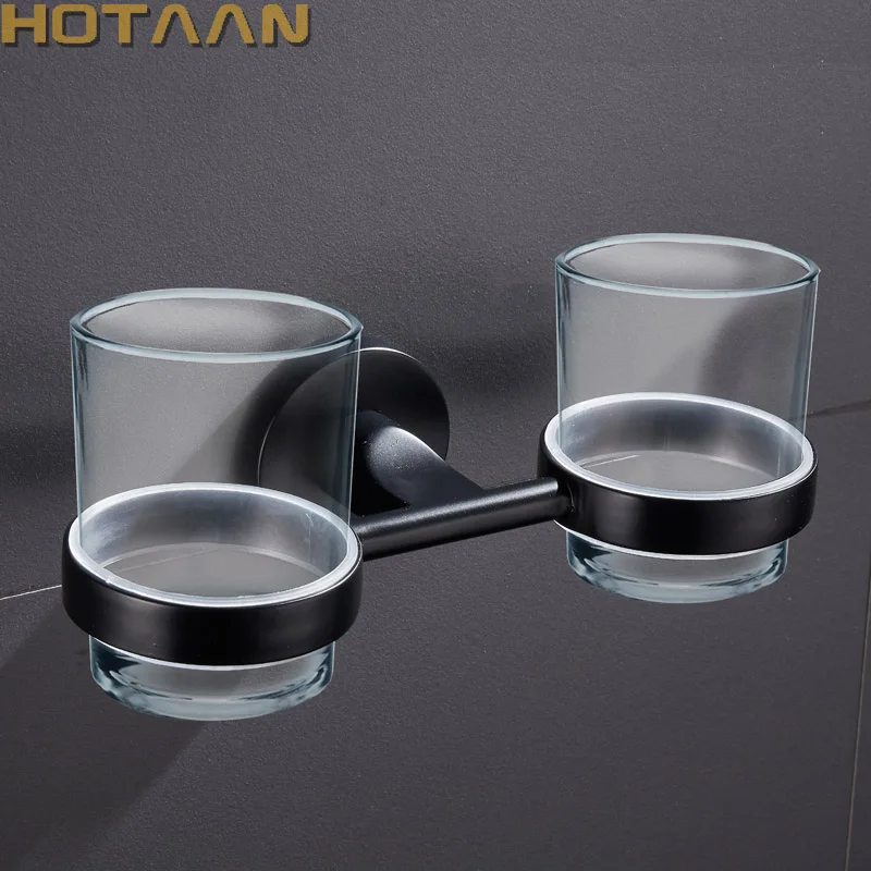 Free shipping Fashion toothbrush holder,Black color,Double cup, Bathroom cup holder bathroom set-wholesale YT-10908-H