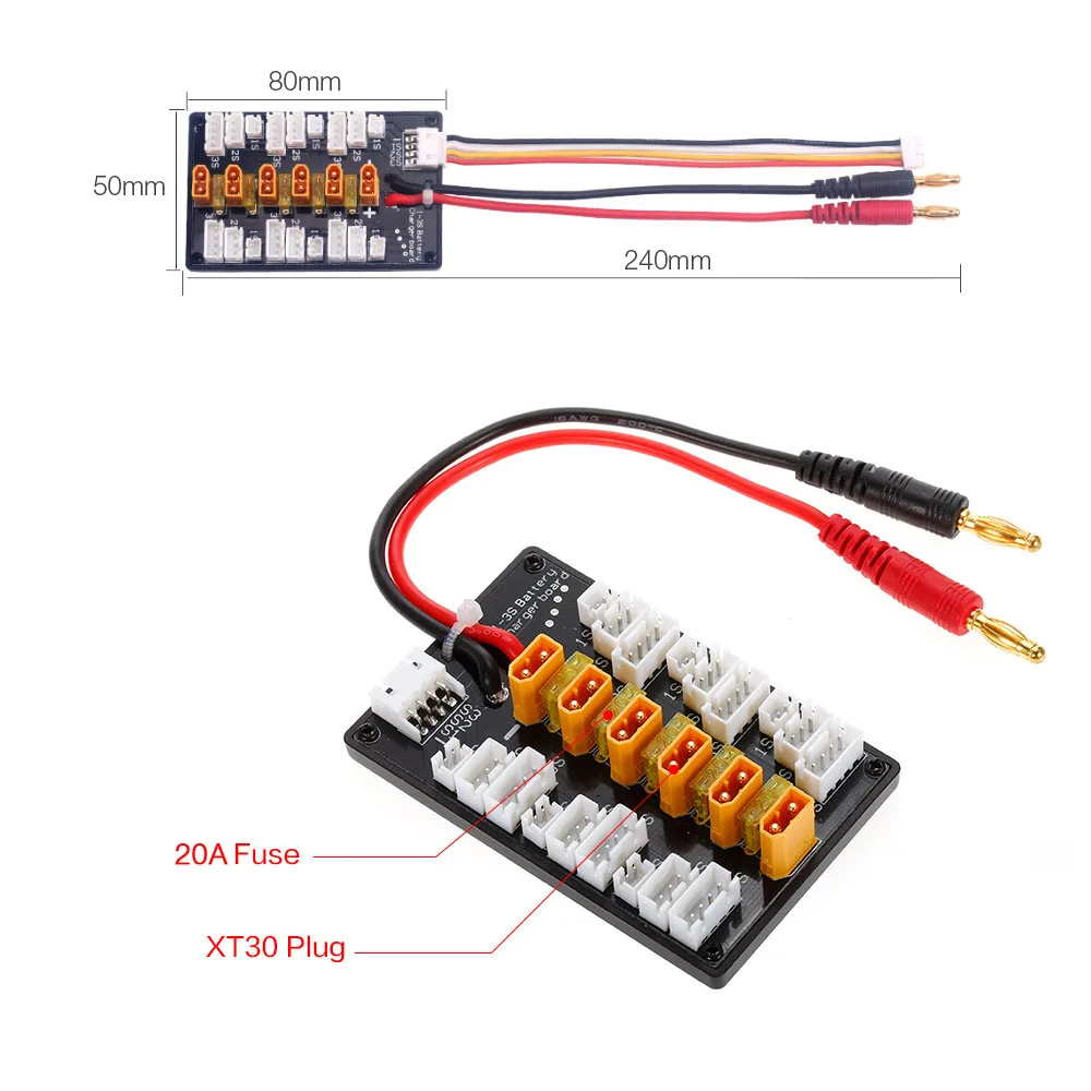 6 упаковок XT30 1 S 2 S 3 S 20A XT30 Plug Липо Аккумулятор; параллельный зарядки доска для IMAX B6 Зарядное устройство RC Радиоуправляемый автомобиль баланс заряда часть