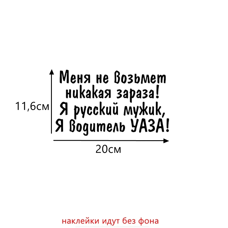 Three Ratels TZ-575 24*41.4см 11.6*20см 1-5шт Меня не возьмет никакая зараза Я русский мужик- Я водитель УАЗА УАЗ UAZ наклейки на авто наклейки на автомобиль - Название цвета: S Chernyi 575