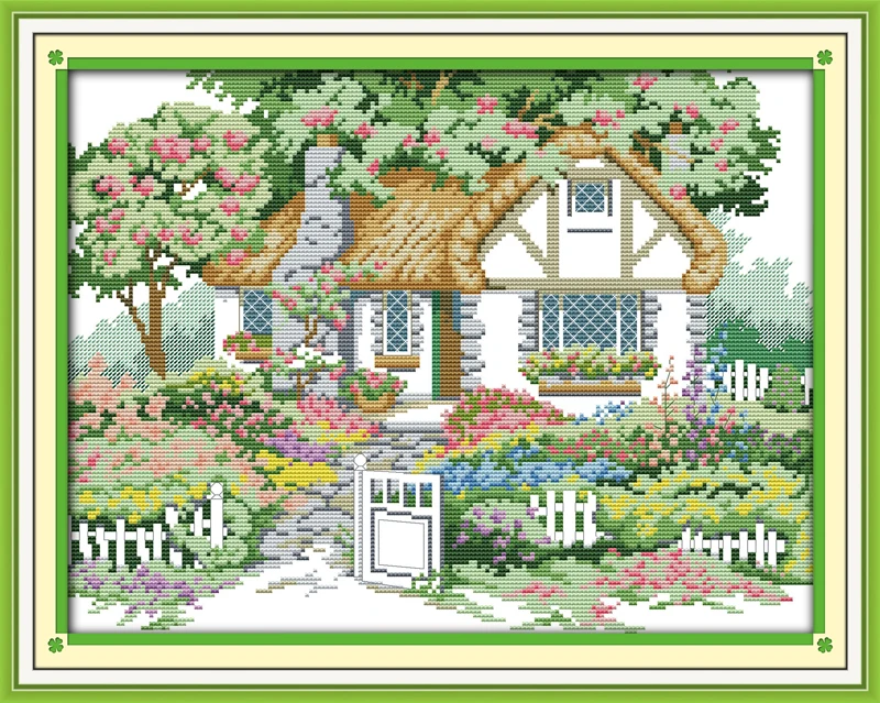 

Spring gardencounted printed on fabric DMC 14CT 11CT Cross Stitch kitsembroidery needlework Sets Home Decor
