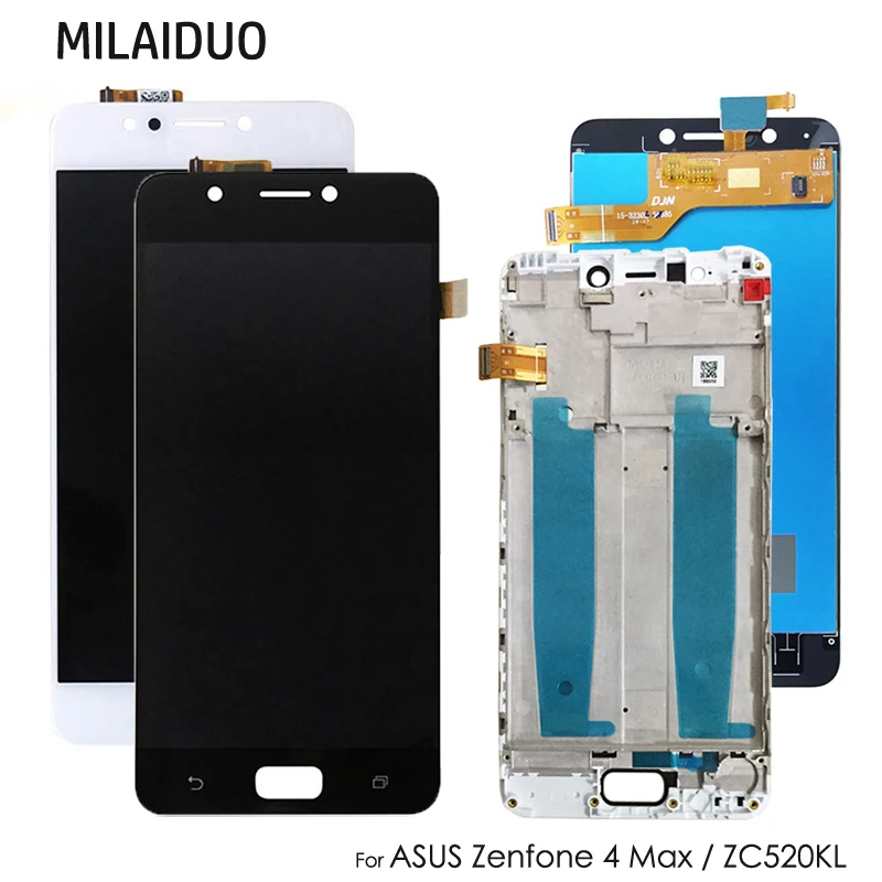 

LCD Display For Asus Zenfone 4 Max ZC520KL Touch Screen Digitizer Assembly Replacement Black White With Frame 5.2''