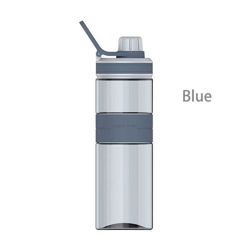 Blue Модная бутылка для воды герметичная портативная бутылка для воды детская спортивная пластиковая походный чайник походная бутылка для напитков фитнес-чайник 600 мл - Цвет: Blue