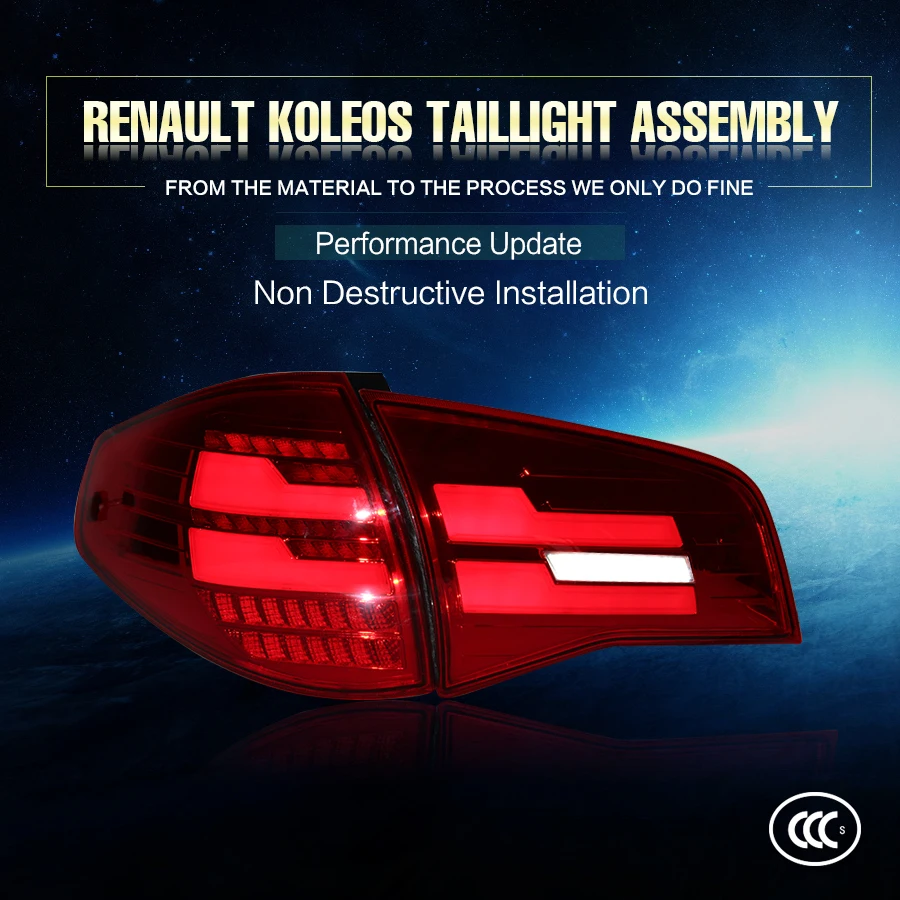

Fashion and cool red color led modified tail light for Renault Koleos rear lamp 9~32v DC