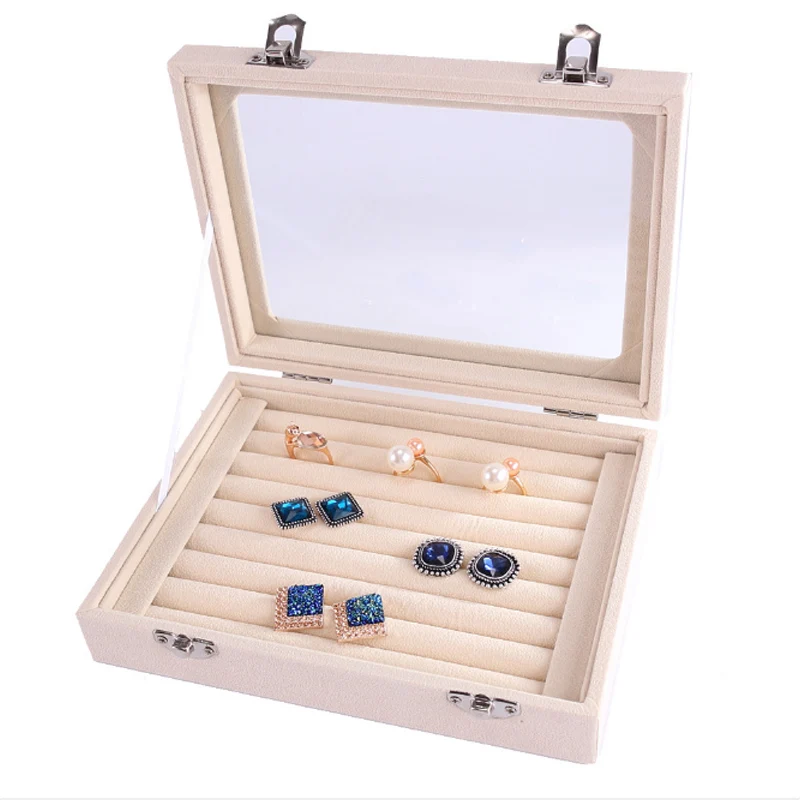Size 20*15*4.5CM Ring Jewelry Box Glasses With Lid Ring Storage Box Stand Earrings Box Earring Jewelry Accessories Display Rack
