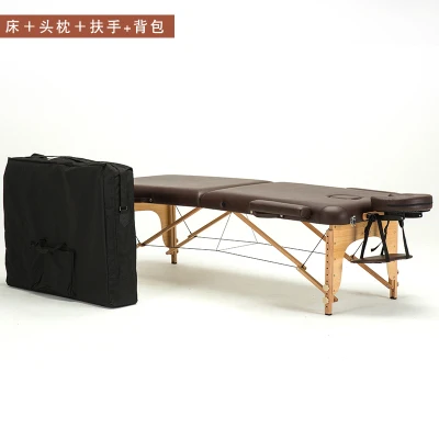 Brown with bag 12% A1 Складной Спа массажные столы с подголовником и подлокотник салон мебели деревянный портативный косметологический стол 60 см Ширина 250 кг нагрузка - Цвет: Brown with bag