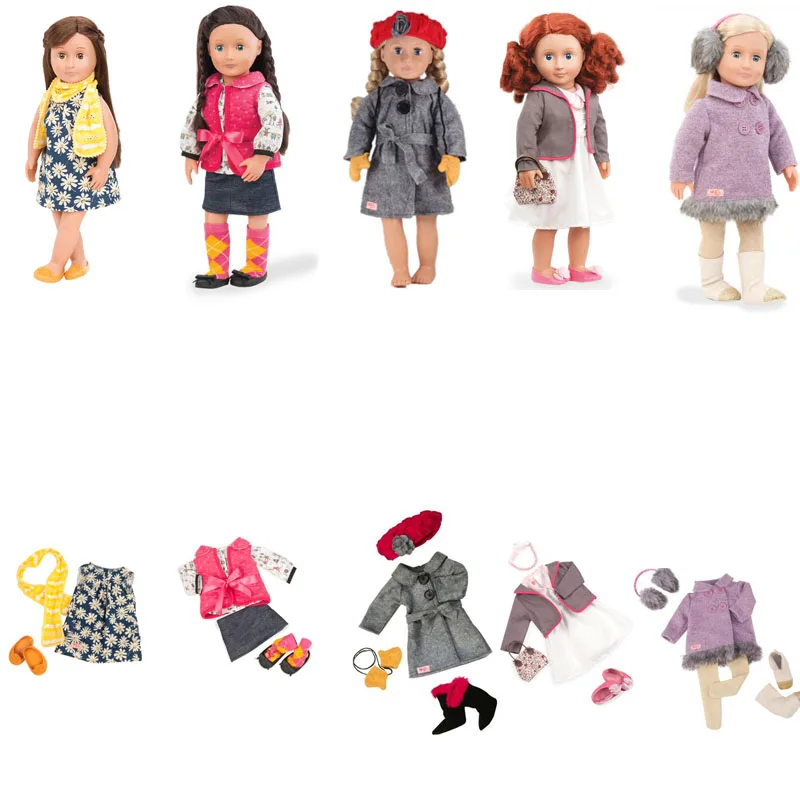 

Doll Clothes 5-Set 18 inch Overcoats Top Fashion Deluxe Our Generation Original American Girl Doll Clothes and Accessories