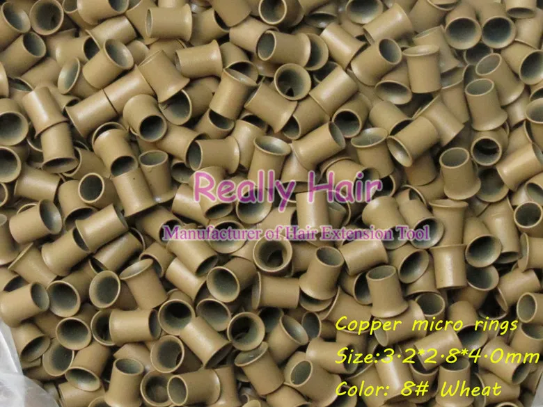 Talão para i Ponta da Extensão do Cabelo Trigo Cobre Queimado Anel Facilmente Bloqueia Tubo – Micro Link 3.2*2.8*4.0mm 8 1000 Pcs