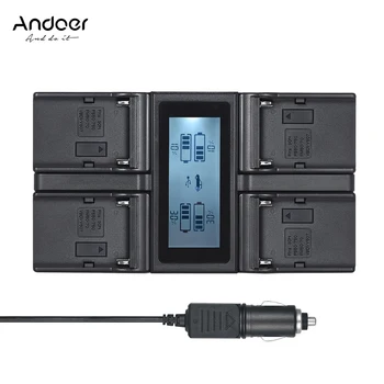 

Andoer NP-F970 4-Channel Digital Camera Battery Charger for Sony NP-F550 NP-FM50 F750 F950 FM500H QM71 with DC Car Charger