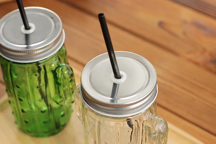 Креативная 3D кактус стеклянная банка чашка Мейсона с крышкой и соломинкой холодный напиток смузи чашка воды стеклянная чашка