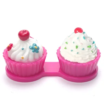 

ISKYBOB New 6 Colors Travel Cute Cartoon Cake Cream Shape Mini Contact Lens Box Case Holder Portable Free Shipping