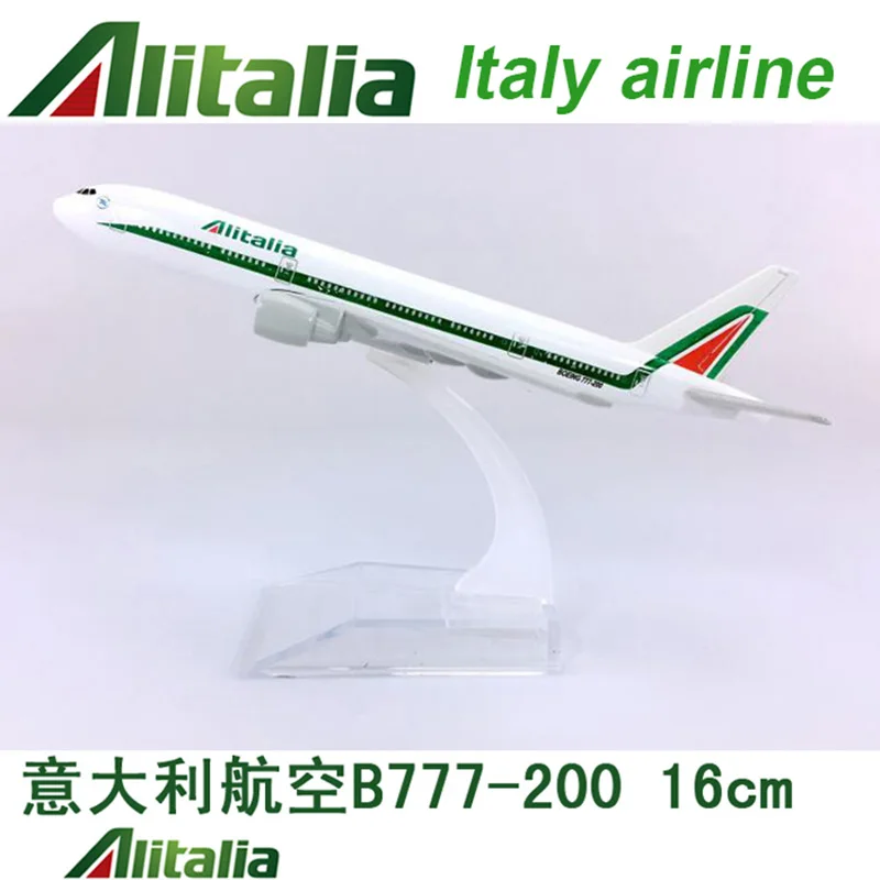 Модель Boeing B777 200 16 см 1: 400 alitalian итальянский самолёт с базой летательный аппарат из