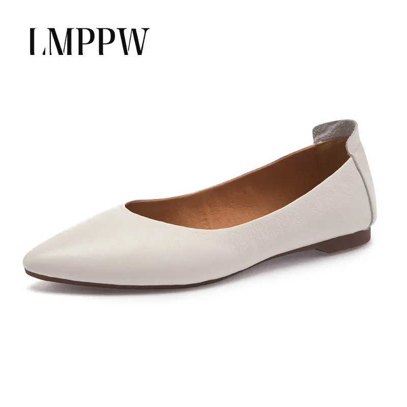 

Genuine Leather Pointed Women Flats Casual Shoes Slip on Women Dress Work Shoes High Quality Soft Moccasins Ladies Loafers