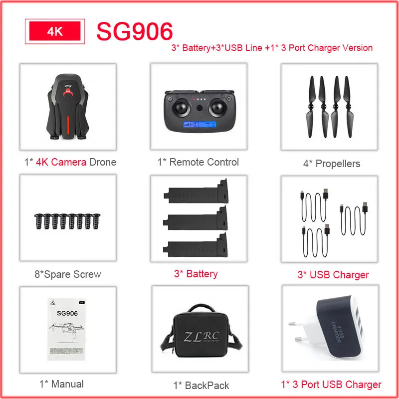 B-4k-3B-PackPack SG906 5G Дрон с GPS с Wi-Fi FPV 1080P 4K HD камера бесщеточный Квадрокоптер 23 мин Время полета жеста складной селфи Дрон против F11 - Цвет: B-4k-3B-PackPack
