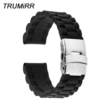 

24mm Rubber Watchband + Tool for Suunto TRAVERSE Watch Band Stainless Steel Safety Buckle Strap Silicone Belt Bracelet Black