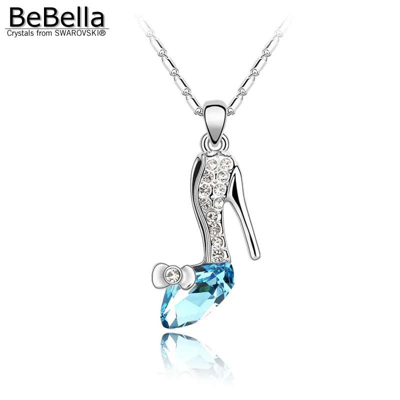 

BeBella Crystal high-heeled shoe pendant necklace Crystals from Swarovski for women girl jewelry birthday Christams gift 2018