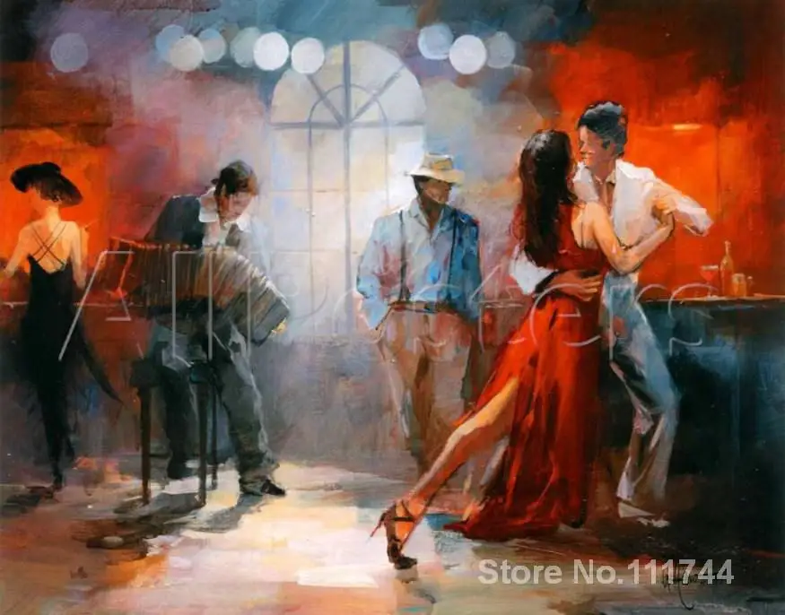 

art Oil paintings Tango in braun pub. Sold Willem Haenraets reproduction Handmade High quality