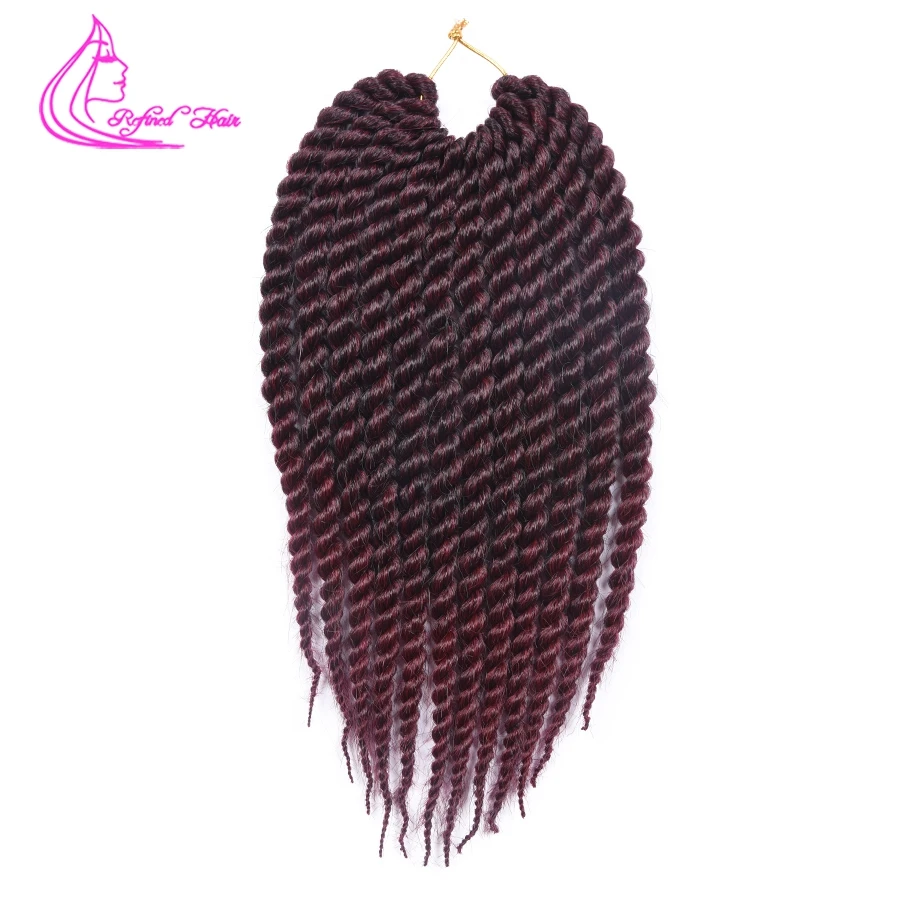 

Refined Hair 12 18Inch 12Roots Havana Mambo Twist Crochet Braids Ombre Synthetic Braid For African Braiding Hair Weave
