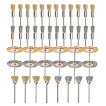 44 Pieces Mini Wire Brush Wheel Cup Brass Steel Wire Brush Set Shank For Power Dremel Rotary Tool Polishing Buffing Tool