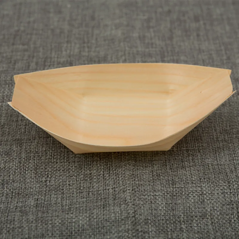 50 pieces Size 14.5x7.8cm disposable wooden plate sushi boat food tray