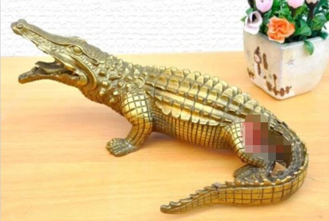 

Nice Bronze Alligator Crocodile Statue Figure 9" Long Statues Copper sculpture home decoration fengshui Dragon