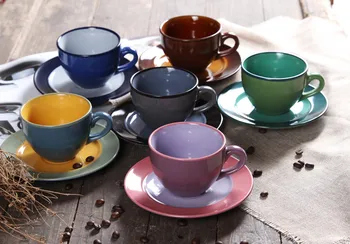 

Continental Color coffee cup sets British Italian style Cappuccino Mocha ceramic coffee cup kit Christmas Gift Free Shipping
