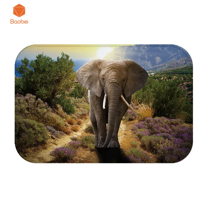 

3D Elephant Thicking Coral Fleece Hallway Carpet For Kitchen Bathroom Toilet Non-slip Mats For Floor Anti-SlipTapete Rug