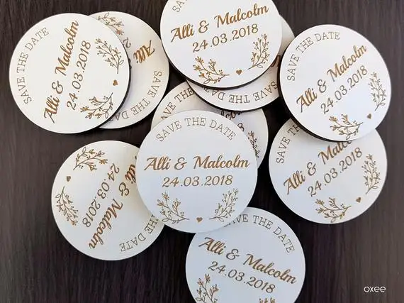 

wood magnet save the date , vintage design Wedding save the date magnets