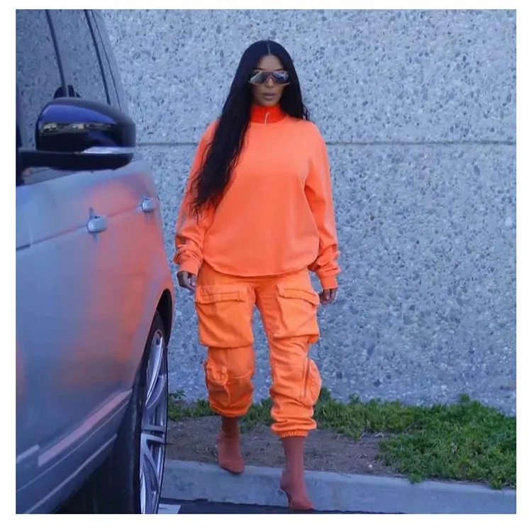 

Streetwear Multi Pockets Cargo Pants Women High Waist Pockets Loose Harem Pants 3 Colors Casual Joggers Trousers