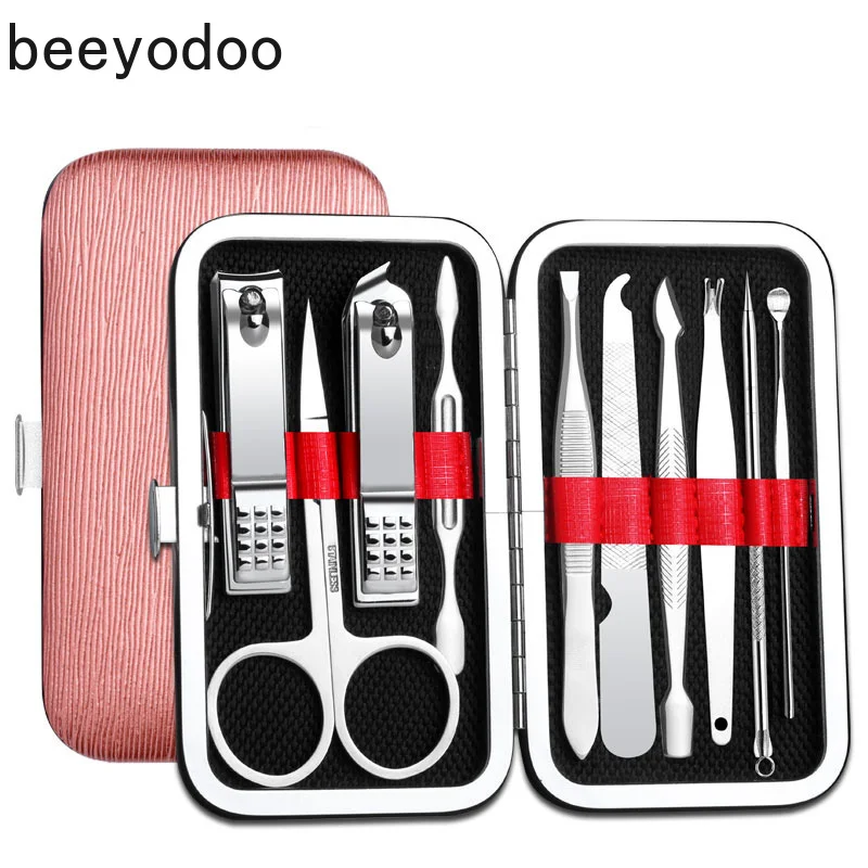 

10 in 1 Manicure Set Professional Nail Clipper Kit Utility Pedicure Scissors Tweezer Knife Ear Pick Nails Art Beauty Tools Sets