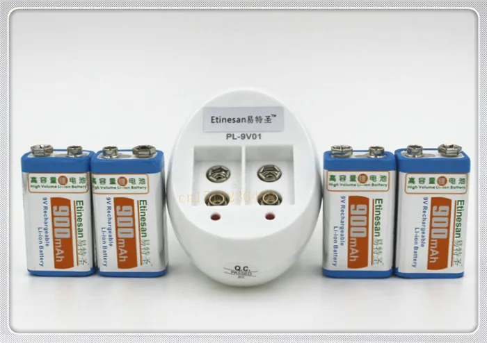 4 шт./лот Etinesan Super 900 мАч 9 В литиевая аккумуляторная батарея вольт + 2 слота в