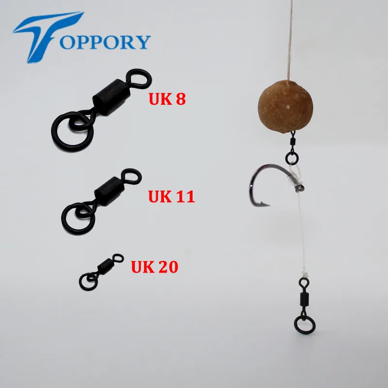 100 x Anello Flexi Girevoli con Anello Formato del REGNO UNITO 8 11 e REGNO UNITO 20 Micro Rig Girevoli per D-rig Chod Incernierato Rig Carp Terminal End Arnesi