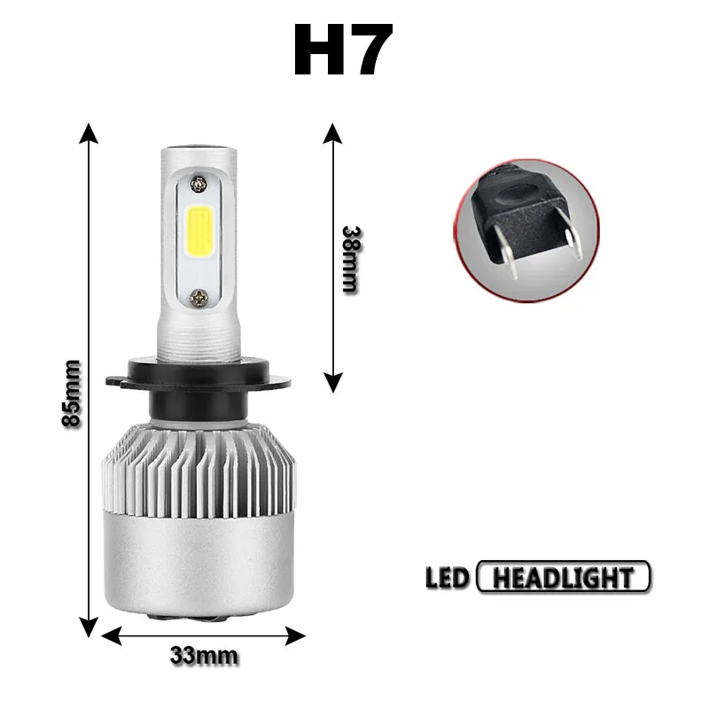 TF30 2X S2 LED Headlights Bulbs Conversion Kit Lights H1 H3 H4 H7 H8 H11 HB3 HB4 Auto COB Car Headlight 72W 8000LM 6500K