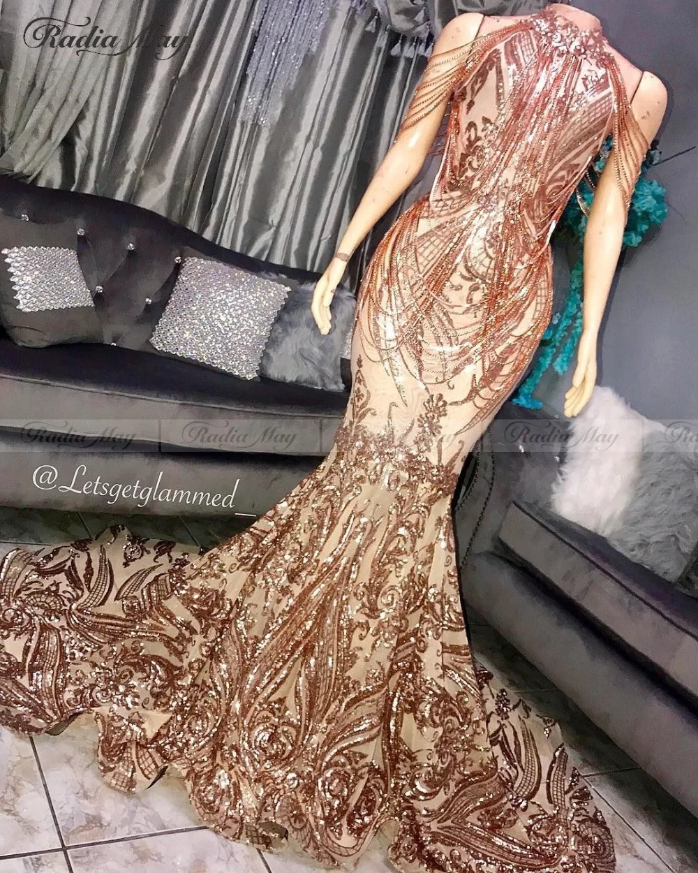gold off shoulder prom dress
