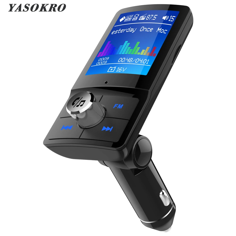 Беспроводной автомобильный fm передатчик YASOKRO с цветным экраном MP3 аудио Bluetooth