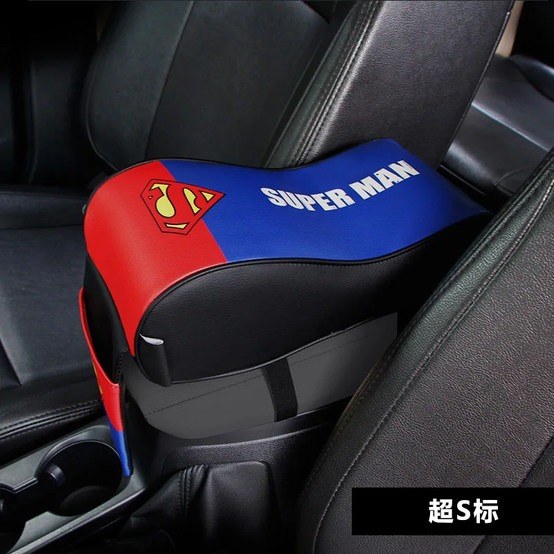 Натуральная кожа Автомобильный подлокотник коробка Подушка Коробка Сумка для Mitsubishi Lancer 10 ASX Pajero X Ford Focus 2 3 Fiesta Citroen C4 C5 C3 - Название цвета: superman