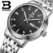 Швейцарские мужские часы люксовый бренд наручные часы Бингер ультратонкие кварцевые часы полностью из нержавеющей стали glowwatch B3036-4