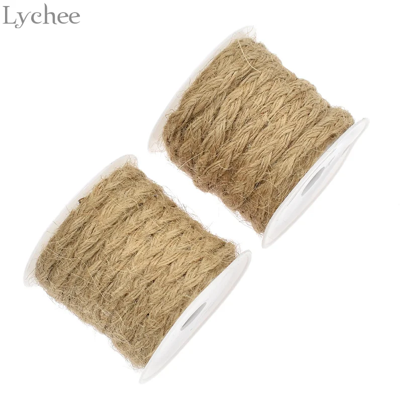 Lychee 2 Rolls DIY Natural Hessian Jute Twine Rope Solid Color Hemp