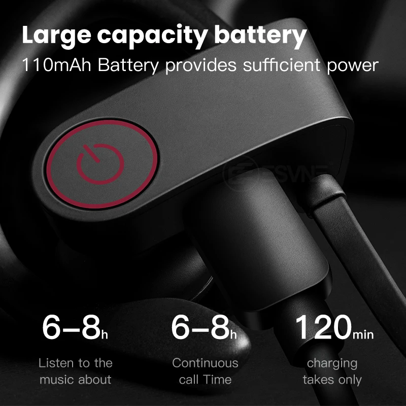 Esvne Sports Bluetooth earphone with Mic active noise cancelling Wireless Headset for phones and music apple iphone xiaomi