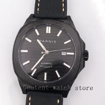 

Parnis 45mm miyota 821A date day window Blue dial AutomaticMovement mens watch