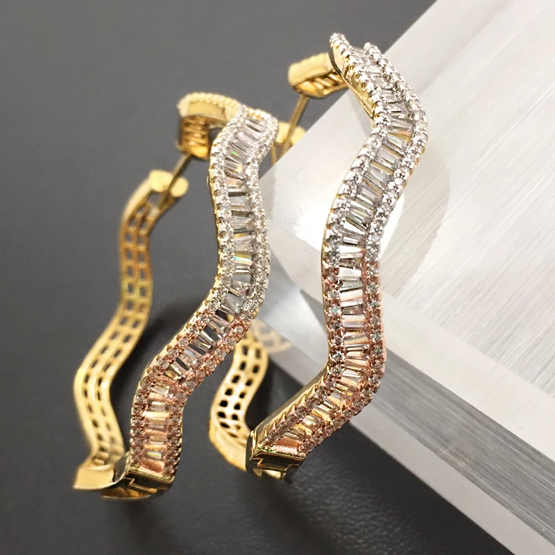 

Lanyika Fashion Jewelry Distinctive Geometry circle Big Ear Loops Micro Plated Wedding Party EarringsBridal Daily Best Gift
