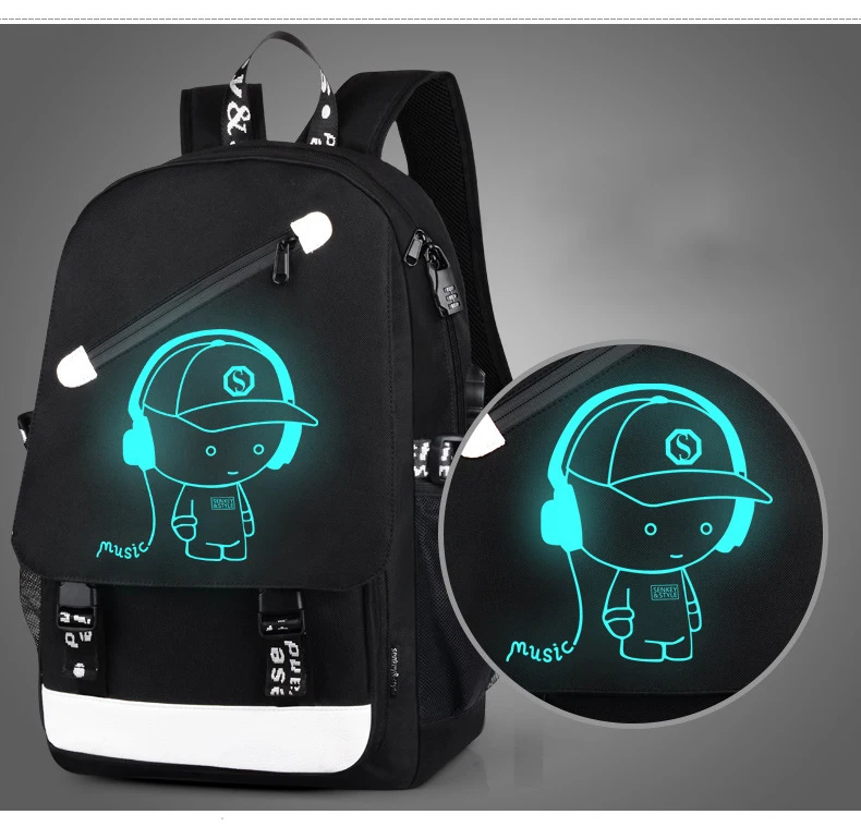 Школа для мальчиков рюкзак студент световой анимация школьная сумка USB зарядка переключение совместных школьные сумки подросток anti-theft рюкзаки