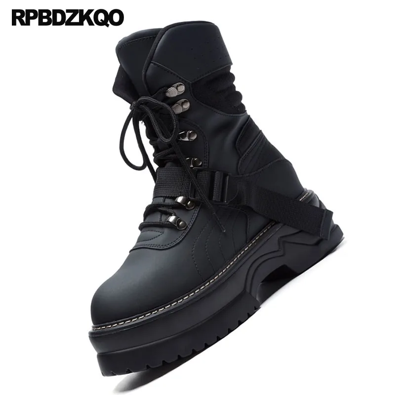 Luxe Plate Femmes Cheville Chaussures Grand Noir Taille Combat 41 De Rond Talon Flatform 10 forme Noir Dentelle Militaire blanc Bout Muffin Bottes Jusqu'à Moyen A8fzq